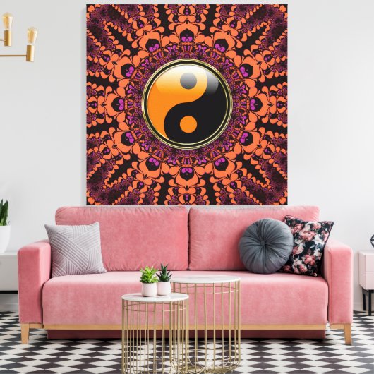 Batik New age Yin Yang Wrapped Canvas (Insitu (Woonkamer))