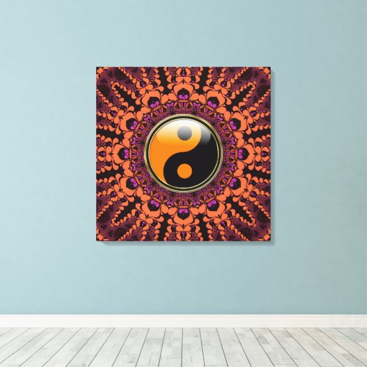 Batik New age Yin Yang Wrapped Canvas (Insitu (Houten vloer))