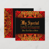 Batik Oerwoud Red+Black Party uitnodiging (Voorkant / Achterkant)