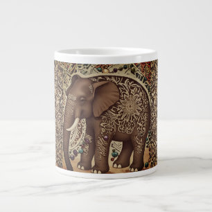 Batik, olifant, Antiek , stijl, bruin Grote Koffiekop