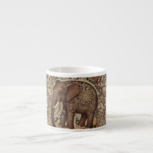Batik,Olifant,Antiek ,Vintage Stijl, Bruine Reus Espresso Kop