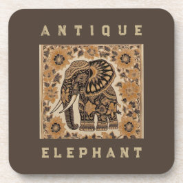 Batik Olifant Vintage Stijl Design,Olifant Retro Bier Onderzetter