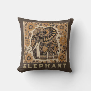 Batik Olifant Vintage Stijl Design, Retro  Kussen