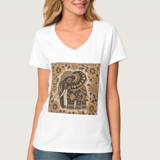 Batik Olifant Vintage Stijl Design T-shirt (Voorkant)
