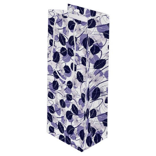 Batik Paars leder en tekenpatroon Wijn Cadeautas (Voorkant Gekanteld)