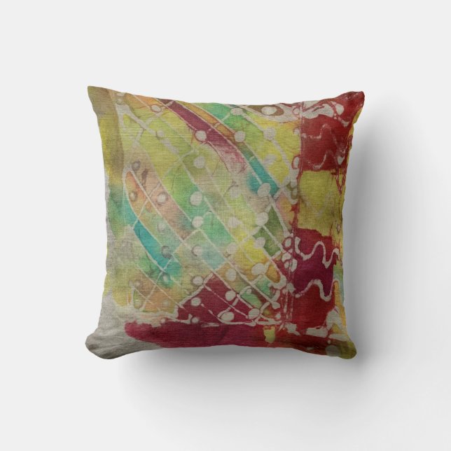 Batik Painting Boho Fiber Art Pillow Kussen (Voorkant)