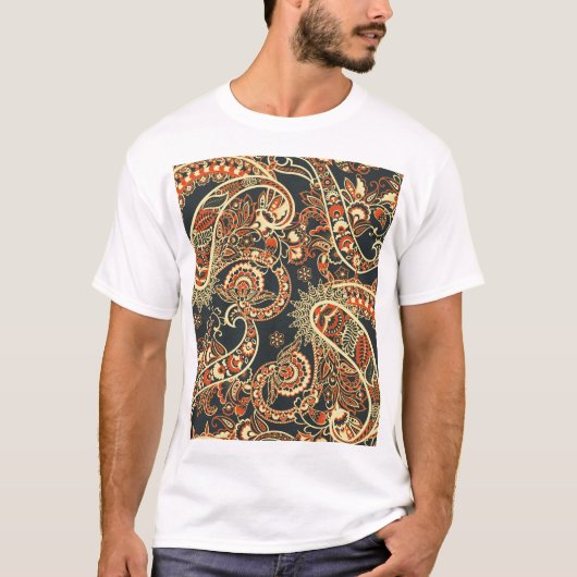 Batik Paisley:  naadloos patroon. T-shirt (Voorkant)