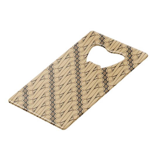 Batik Parang, Indonesisch patroon, Javaans, etnisc Creditkaart Flessenopener (Voorkant Gekanteld)