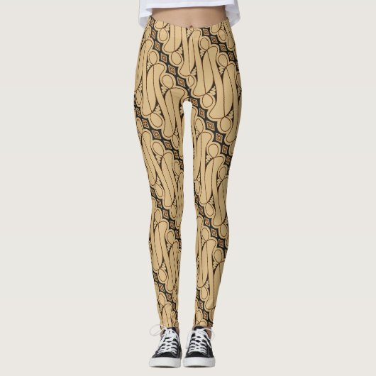 Batik Parang, Indonesisch patroon, Javaans, etnisc Leggings (Voorkant)