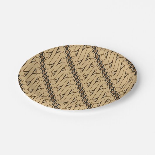 Batik Parang, Indonesisch patroon, Javaans, etnisc Papieren Bordje (Gekanteld)