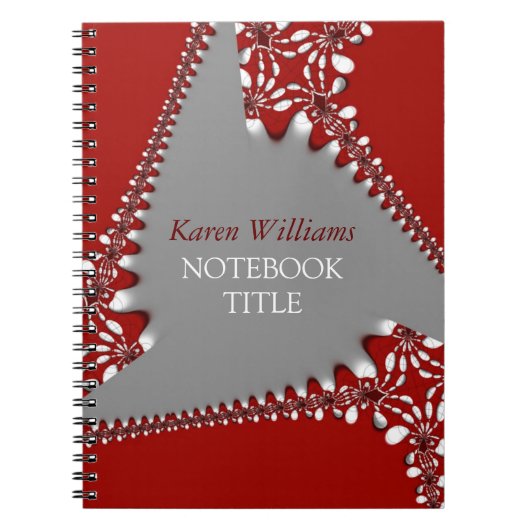 Batik Red Silver Abstract Lace Notitieboek (Voorkant)