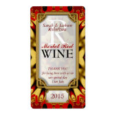 Batik rood goud oosterse aangepaste wijnfles etike etiket (Voorkant)