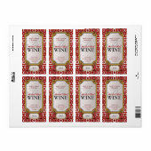 Batik Rood wit ontwerp Aangepaste wijnfleslabels Etiket (Full Sheet)