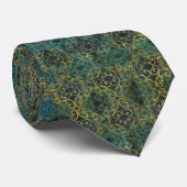 Batik Scroll Emerald and Gold Stropdas (Opgerold)