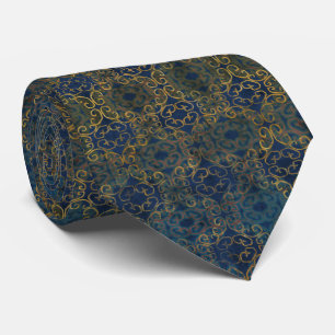 Batik Scroll Midnight Blue Stropdas