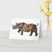 Batik stijl Black Rhino Verjaardag Kaart (Gele Bloem)