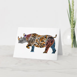 Batik stijl Black Rhino Verjaardag Kaart