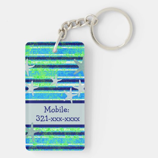 Batik Stripes Beach House Acryl Sleutelhanger (achterkant)