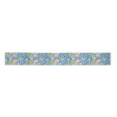 Batik Style Pattern Stippen Flowers Blue Backgroun Satijnen Lint (Voorkant)