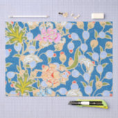 Batik Style Pattern Stippen Flowers Blue Backgroun Tissuepapier (Craft)