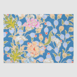 Batik Style Pattern Stippen Flowers Blue Backgroun Tissuepapier