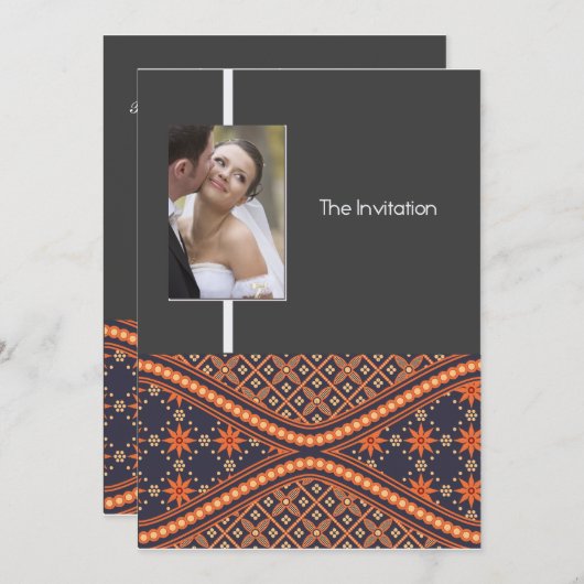 Batik Style Weddenschap Kaart (Voorkant / Achterkant)