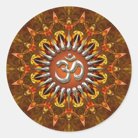 Batik Sun OM (AUM) Symbool Sticker (Voorkant)