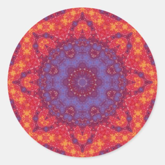 Batik Sunset Waterverf Mandala Ronde Sticker (Voorkant)