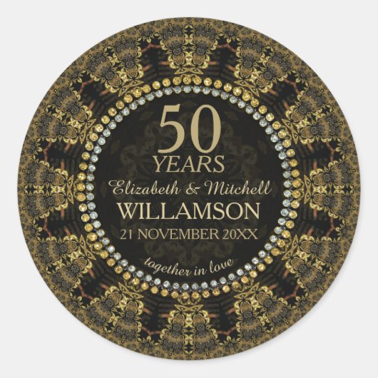 Batik Sunshine Gouden Jubileum  Ronde Sticker (Voorkant)