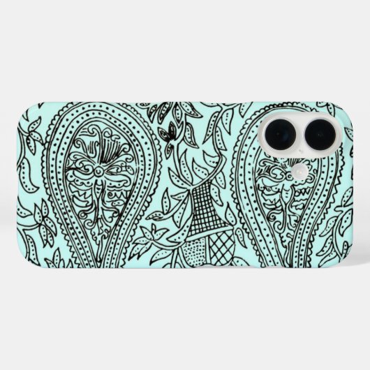  batik Textielbehangpatroon, blauw Case-Mate iPhone Case (Achterkant (horizontaal))