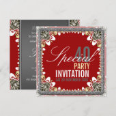 Batik Tropical 40e Verjaardagsfeestuitnodigingen Kaart (Voorkant / Achterkant)