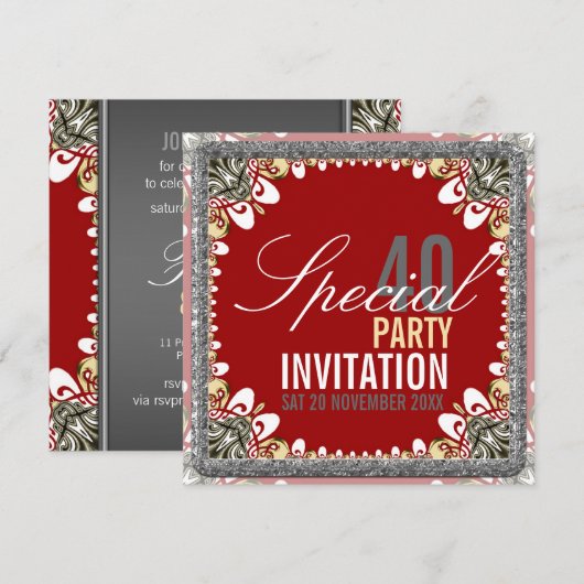 Batik Tropical 40e Verjaardagsfeestuitnodigingen Kaart (Voorkant / Achterkant)