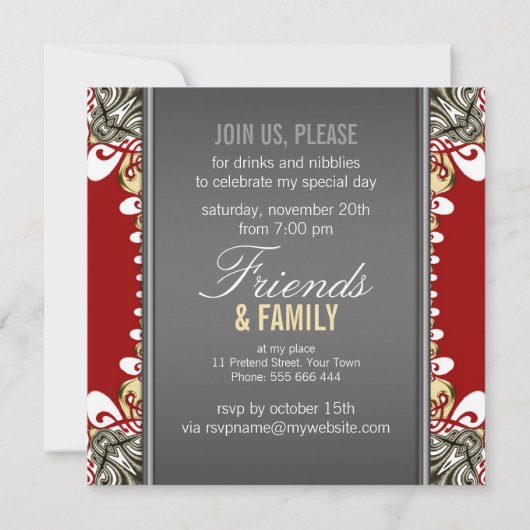 Batik Tropical 40e Verjaardagsfeestuitnodigingen Kaart (Achterkant)