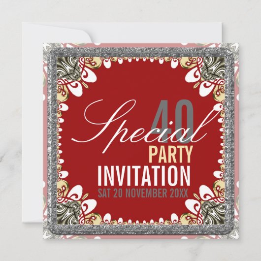 Batik Tropisch 40e Verjaardagsfeest Uitnodigingen (Voorkant)