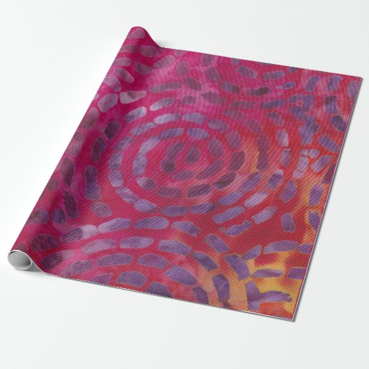Batik Tropische Cirkels Wind Paarse Roze Snoep Cadeaupapier (Uitgerold)