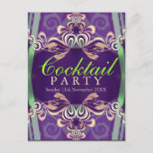 Batik Twist Groen Paarse Cocktailparty Uitnodiging (Voorkant)