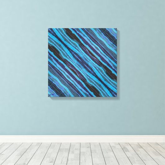 Batik Wavy Stripes Stretched Canvas Print (Insitu (Houten vloer))