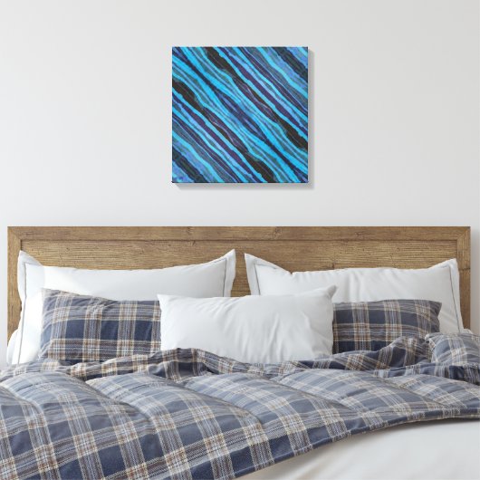 Batik Wavy Stripes Stretched Canvas Print (Insitu (Slaapkamer))