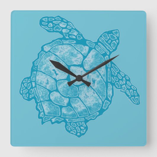 Batik Zee Turtle Square Wall klok (Voorkant)