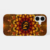 Batik Zonnebloem Monogram iPhone 16 Hoesje (Achterkant horizontaal)