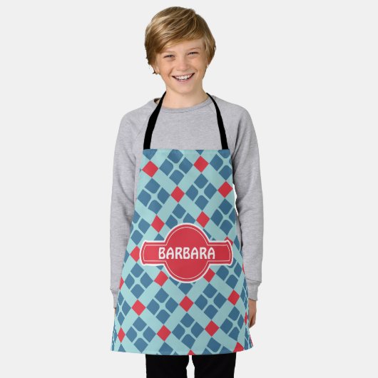 Batik Zwart Rood Minimaal Patroon Schort (Gedragen)