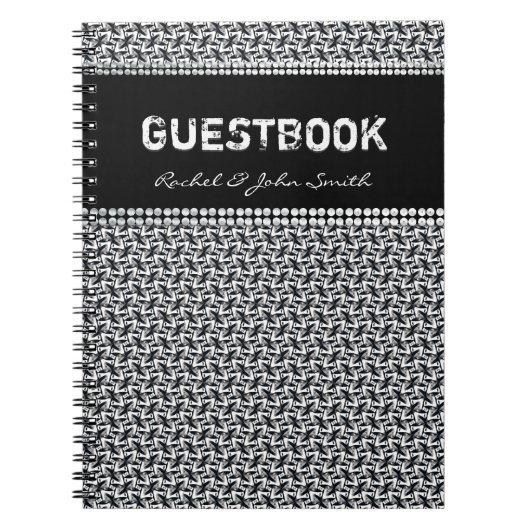 Batika Black White patroon Guestbook Notitieboek (Voorkant)