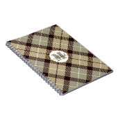 Batleship Grey Pset Tartan Monogram Script Name Notitieboek (Rechterzijde)