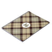 Batleship Grey Pset Tartan Monogram Script Name Notitieboek (Linkerzijde)