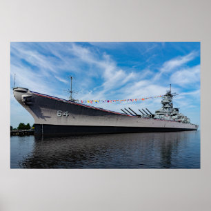 Batleship USS Wisconsin BB-64 Dress Ship Poster