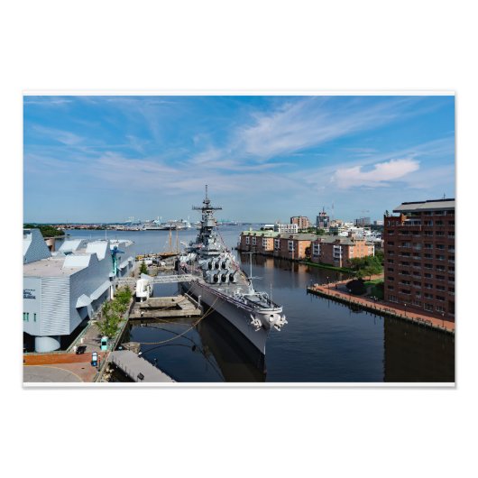 Batleship USS Wisconsin BB-64 Harbor Uitzicht Foto Afdruk (Voorkant)