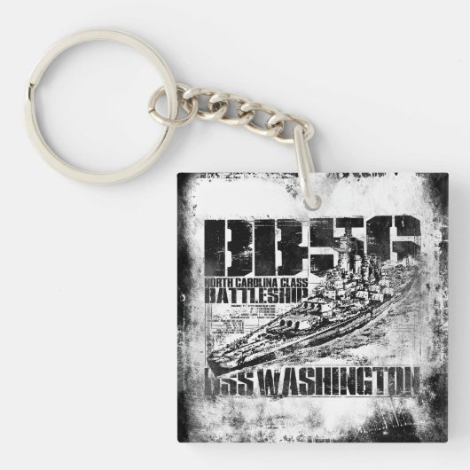 Batleship Washington dubbelzijdig vierkant acryl Sleutelhanger (Voorkant)