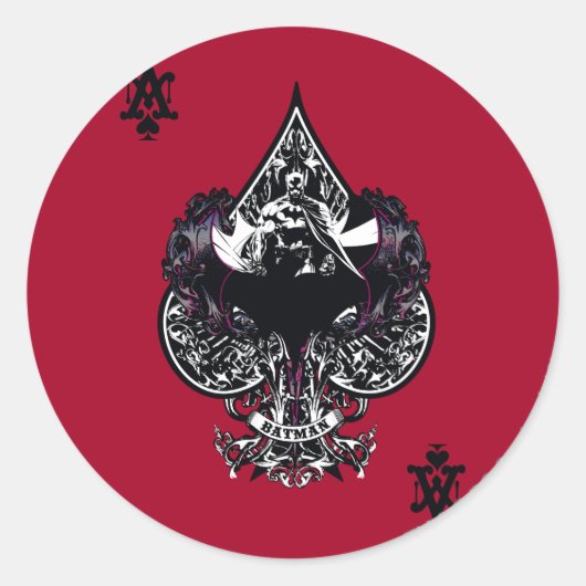 Batman Ace of Spaces Gothic Crest Ronde Sticker (Voorkant)