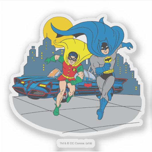 Batman And Robin Running Sticker (Voorkant)