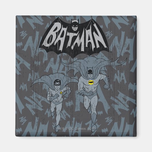Batman And Robin With Logo Distressed Graphic Magneet (Voorkant)